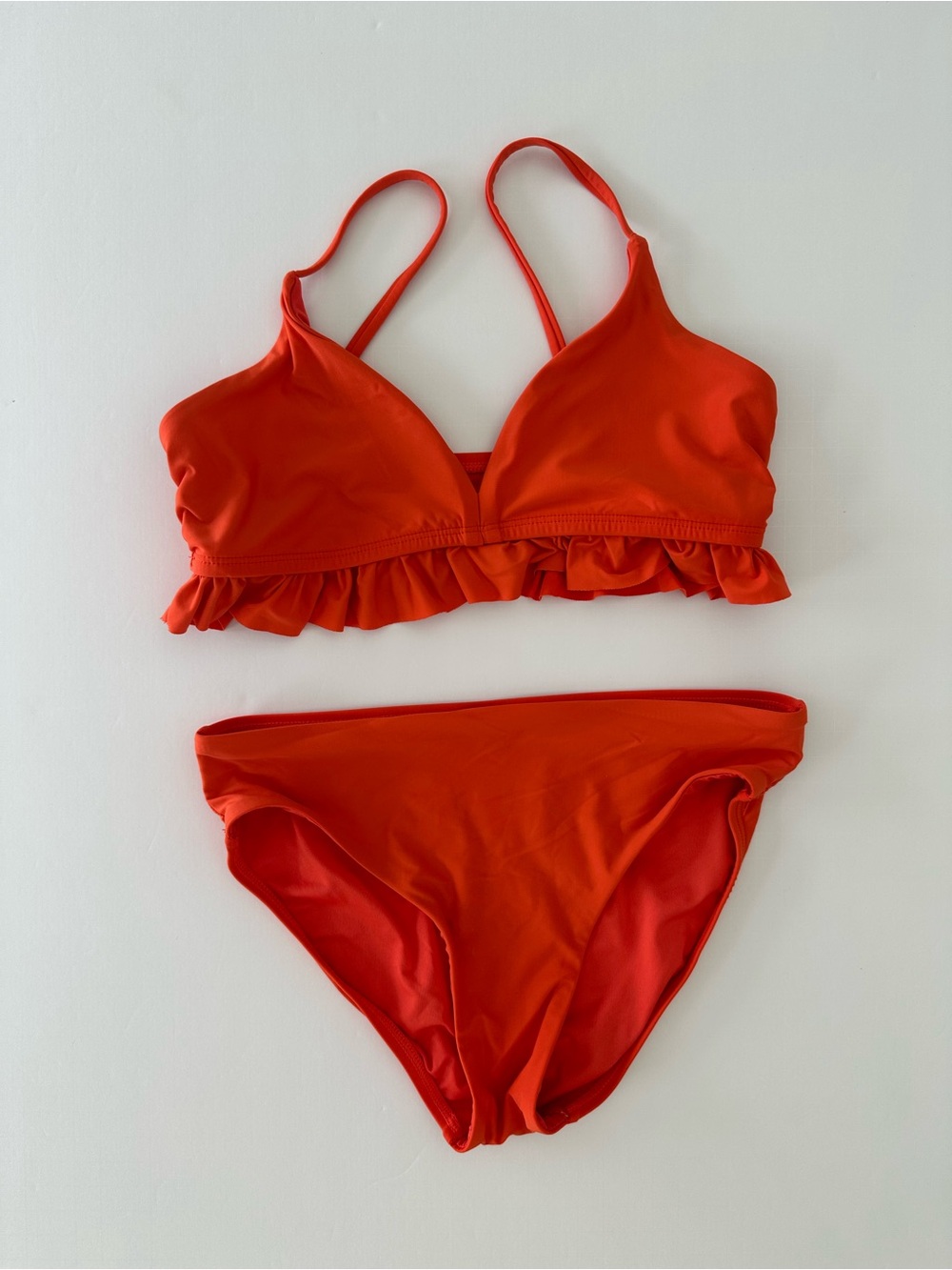 A Loves A Girls Bright Red Orange Ruffle Bikini Set Size 12 Summer Beach Swim